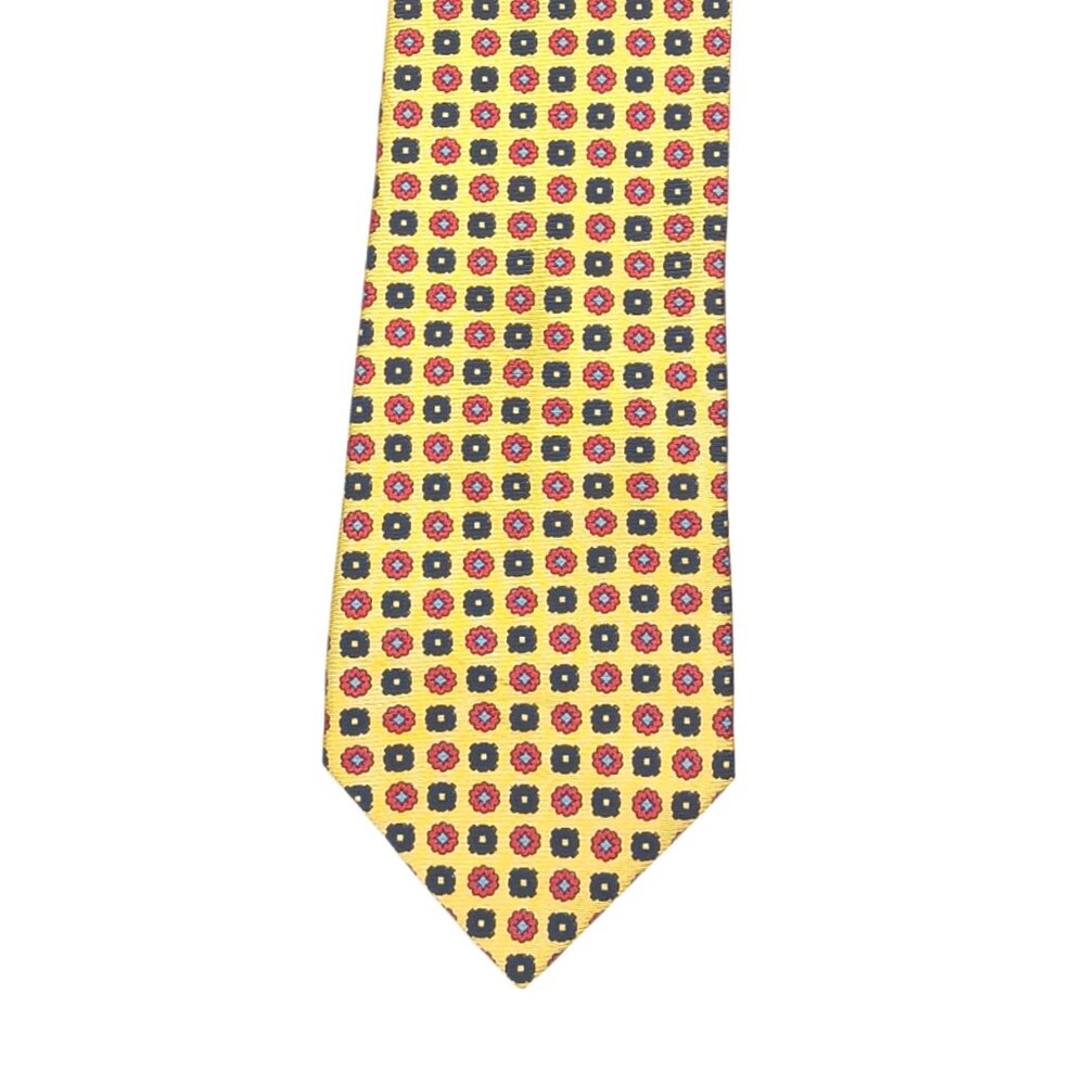 Today’s Man Geometric Silk Tie Men’s Long 62” Yellow Multi Designer Wide Tie New